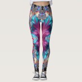 Fractal roze regenboog Aangepaste naam Leggings (Voorkant)