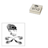 Fractal Skull en Crossbone Rubberstempel (Gestempeld)