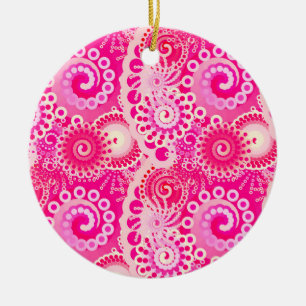 Fractal spiraalpatroon, tinten roze magenta keramisch ornament