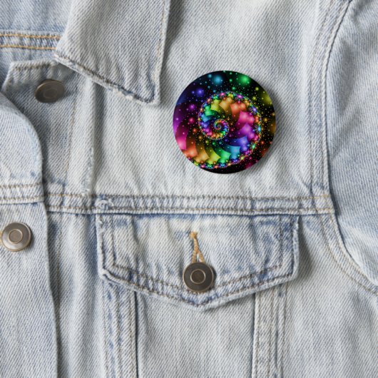 Fractal Spiral Rainbow Nebula Ronde Button 5,7 Cm (In situ)