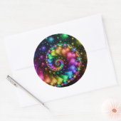Fractal Spiral Rainbow Nebula Ronde Sticker (Envelop)