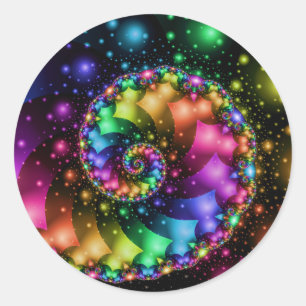 Fractal Spiral Rainbow Nebula Ronde Sticker