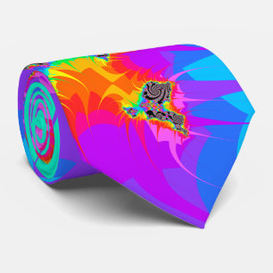 Fractal Spiral Rainbow Splash Stropdas