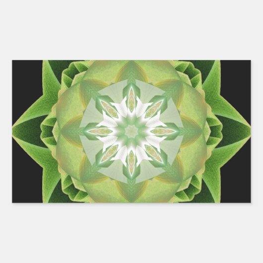 Fractal Stardust groen Rechthoekige Sticker (Voorkant)
