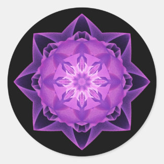 Fractal Stardust paarse Ronde Sticker