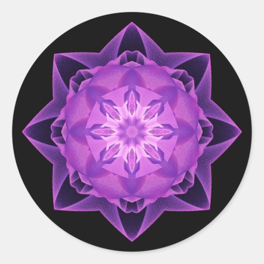 Fractal Stardust paarse Ronde Sticker (Voorkant)
