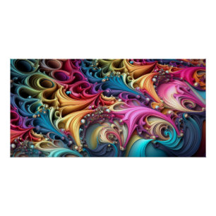 Fractal Stijl Kleurrijke 3D Swirls Perfect Poster