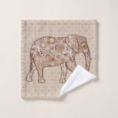 Fractal Swirl Elephant, Brown and Taupe Bad Handdoek (Wasdoekje)