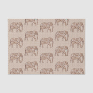 Fractal Swirl Elephant, Brown and Taupe Tissuepapier