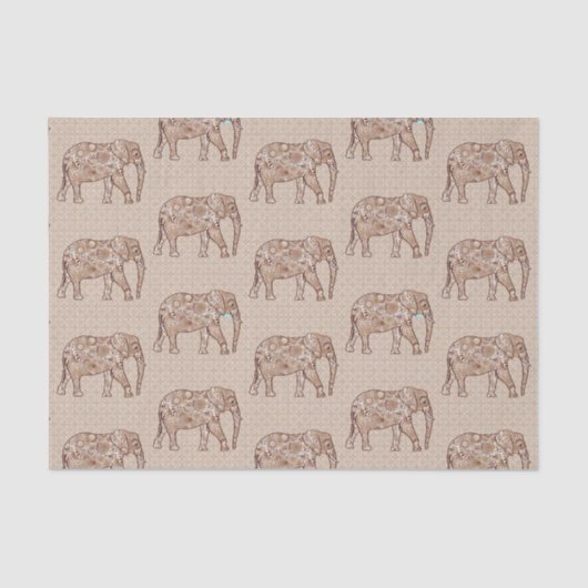 Fractal Swirl Elephant, Brown and Taupe Tissuepapier (Voorkant)