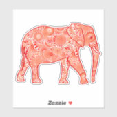 Fractal Swirl Elephant, Coral Oranje en White Sticker (Vel)