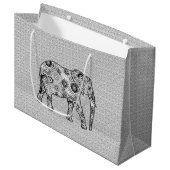 Fractal Swirl Elephant, Grey, Black and White Groot Cadeauzakje (Voorkant Gekanteld)