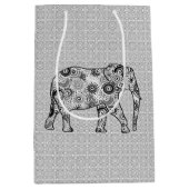 Fractal Swirl Elephant, Grey, Black and White Medium Cadeauzakje (Voorkant)