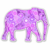 Fractal Swirl Elephant, Paars en Orchid Sticker (Voorkant)