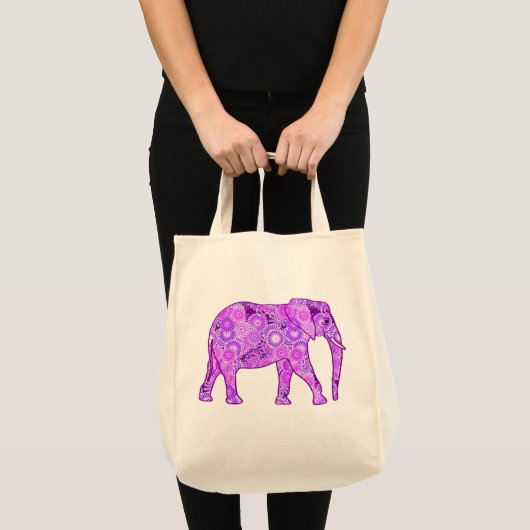 Fractal Swirl Elephant, Paars en Orchid Tote Bag (Voorkant (product))