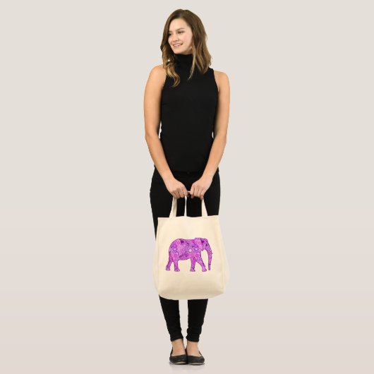 Fractal Swirl Elephant, Paars en Orchid Tote Bag (Voorkant (model))