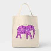 Fractal Swirl Elephant, Paars en Orchid Tote Bag (Voorkant)