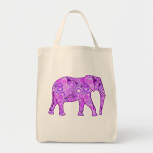 Fractal Swirl Elephant, Paars en Orchid Tote Bag