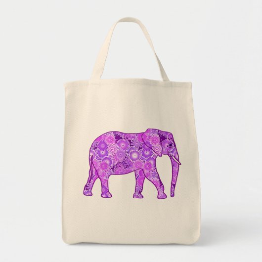 Fractal Swirl Elephant, Paars en Orchid Tote Bag (Voorkant)