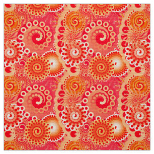 Fractal Swirl patroon, Coral Pink en Peach Stof