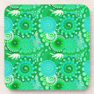 Fractal swirl patroon, jade, turquoise, aqua bier onderzetter