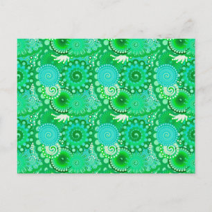 Fractal swirl patroon, jade, turquoise, aqua briefkaart