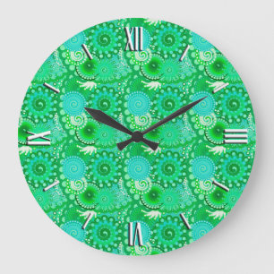 Fractal swirl patroon, jade, turquoise, aqua grote klok