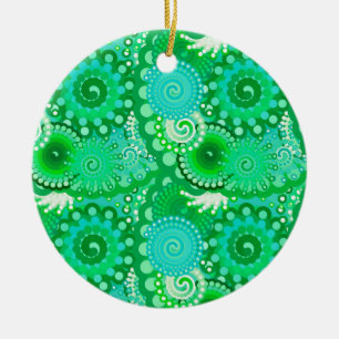 Fractal swirl patroon, jade, turquoise, aqua keramisch ornament