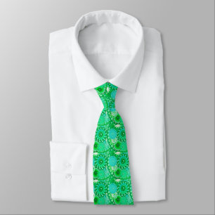 Fractal swirl patroon, jade, turquoise, aqua stropdas