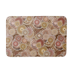 Fractal Swirl Pattern, Brown, Tan en Beige Badmat