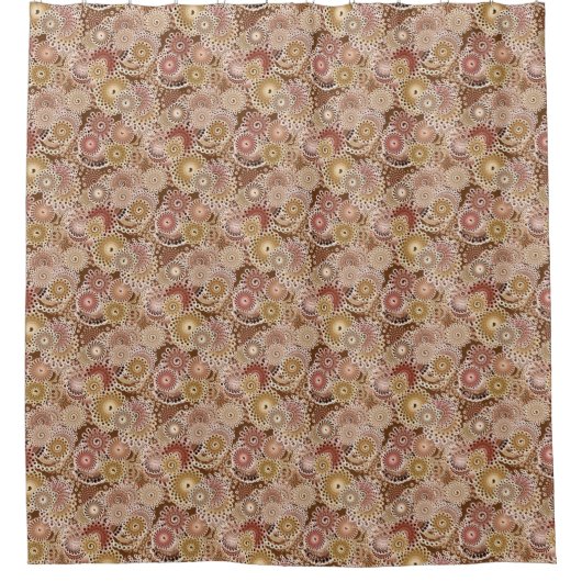 Fractal Swirl Pattern, Brown, Tan en Beige Douchegordijn (Voorkant)
