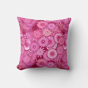 Fractal Swirl Pattern, Magenta, Pink en Burgundy Kussen