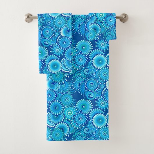 Fractal Swirl Pattern, Shades of Cobalt Blue Bad Handdoek (Insitu)