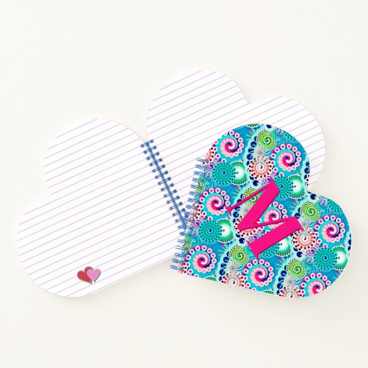 Fractal Swirl Pattern, Turquoise Pink Multi Notitieboek (Binnen)