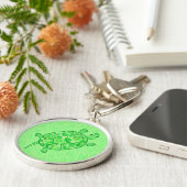 Fractal swirl turtle - limoen en smaragdgroen sleutelhanger (Zijkant)