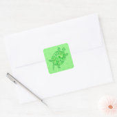 Fractal swirl turtle - limoen en smaragdgroen vierkante sticker (Envelop)