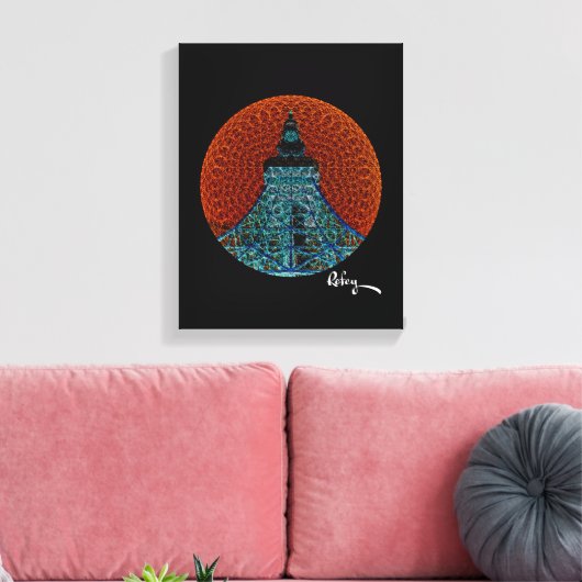 Fractal Tokyo Tower van Rofey Canvas Afdruk (Insitu (Woonkamer))