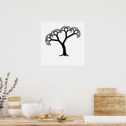 Fractal Tree Black Poster (Keuken)