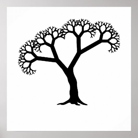 Fractal Tree Black Poster (Voorkant)