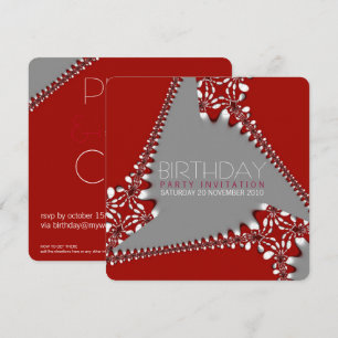 Fractal Tri-Abstract Birthday Invitation Kaart