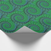 Fractal van blauwe en groene peacock cadeaupapier (Hoek)