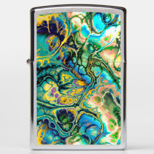 FRACTAL van flower power de Blauwgroen Gele Blauwe