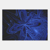 Fractal van zwarte en blauwe marmer inpakpapier vel (Voorkant 3)