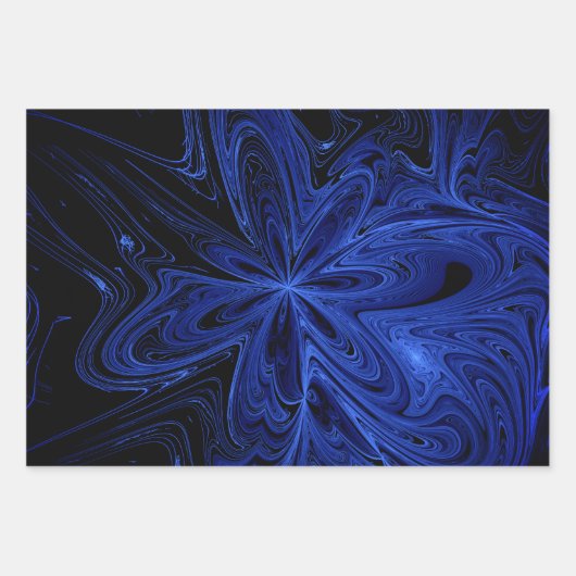 Fractal van zwarte en blauwe marmer inpakpapier vel (Voorkant)