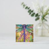 Fractal Waterverf Dragonfly Vierkante Visitekaartje (Staand voorkant)