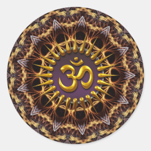 Fractal Weave Golden (Aum) Symbool Sticker