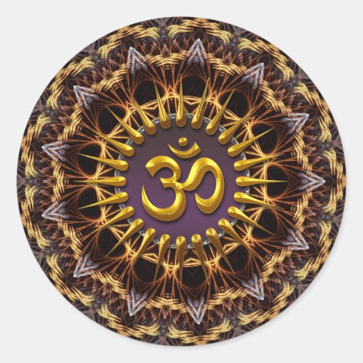 Fractal Weave Golden (Aum) Symbool Sticker (Voorkant)