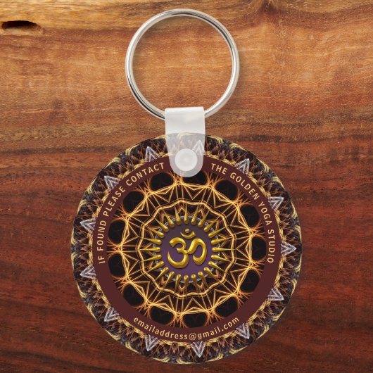 Fractal Weave Golden OM-symbool Sleutelhanger (Achterkant)