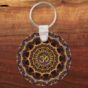 Fractal Weave Golden OM-symbool Sleutelhanger