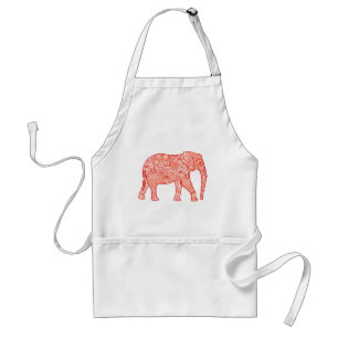 Fractal wervelolifant - koraal sinaasappel en wit standaard schort